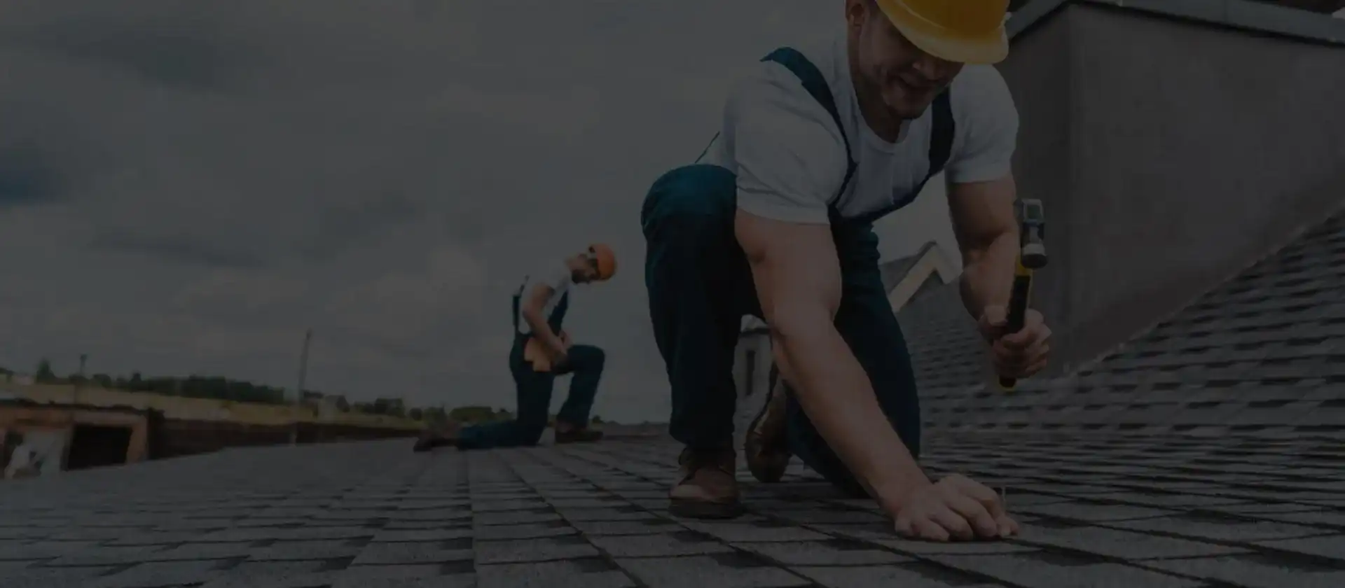Roofer fixing roof